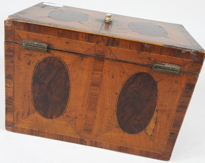 Lot 7 - A George III satinwood and yew tea caddy, with...