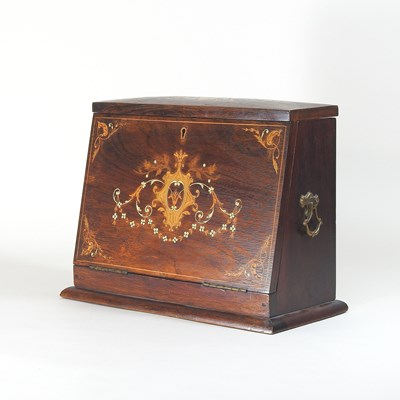 Lot 325 - An Edwardian rosewood and marquetry stationery box