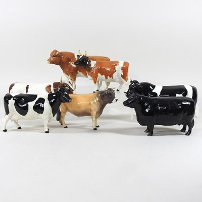 Lot 563 - A collection of seven various Beswick cows, to...