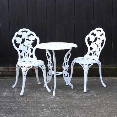 Lot 321 - A white painted metal garden table