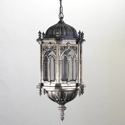 Lot 417 - A large metal hanging lantern