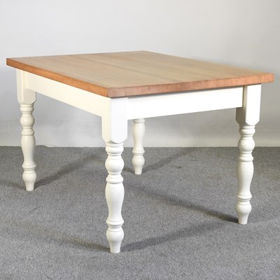 Lot 371 - A modern light oak and white painted dining...