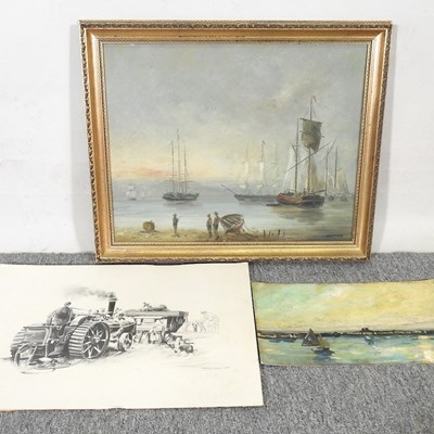 Lot 142 - T Weddel, 20th century, harbour scene with...