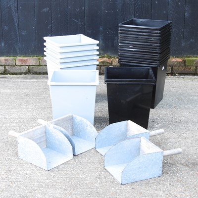 Lot 569 - A set of six grey metal garden planters, 34cm...