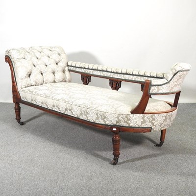 Lot 141 - A late Victorian upholstered chaise longue, on...