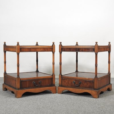 Lot 557 - A pair of reproduction yew wood cabinets, 45cm...