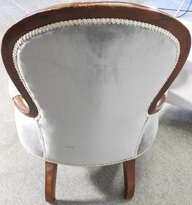 Lot 417 - A Victorian blue upholstered armchair,...