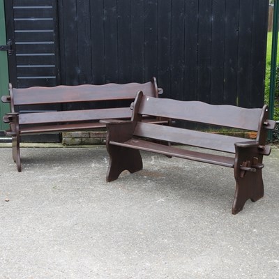 Lot 325 - A pair of wooden garden benches