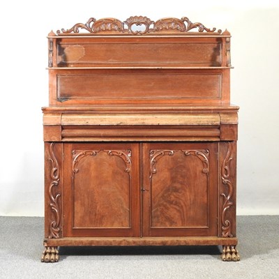 Lot 443 - A 19th century carved mahogany chiffonier,...