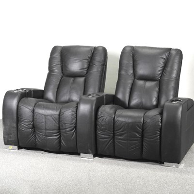 Lot 28 - A Palliser black leather electric reclining...
