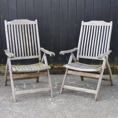 Lot 326 - A pair of Cannock Gates teak reclining garden chairs