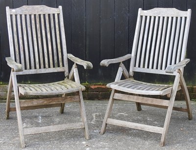 Lot 326 - A pair of Cannock Gates teak reclining garden chairs