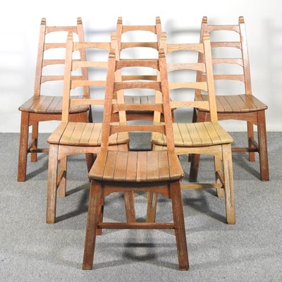 Lot 303 - A set of six mid 20th century limed oak...