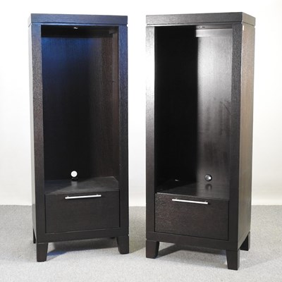 Lot 481 - A pair of modern narrow cabinets, with glass...