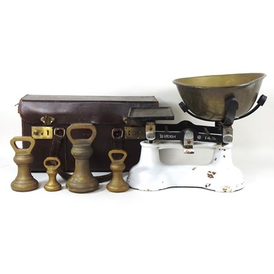 Lot 136 - A set of kitchen scales, together with a...