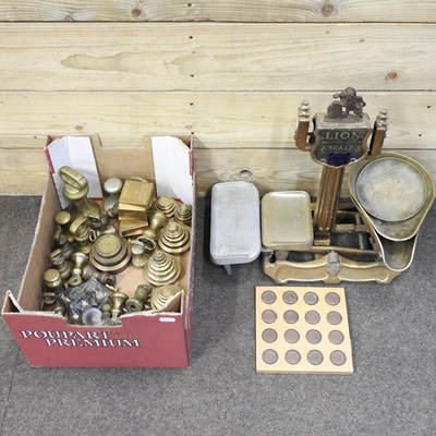 Lot 500 - A set of Victorian cast iron Lion grocer's...