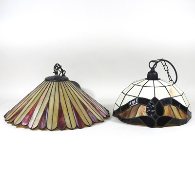 Lot 335 - A Tiffany style ceiling light, 41cm diameter,...