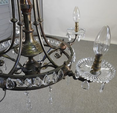 Lot 29 - A 19th century brass five branch chandelier,...
