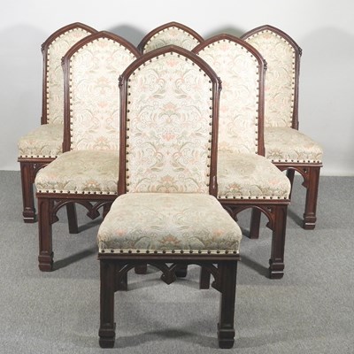 Lot 500 - A set of six 19th century walnut Gothic...