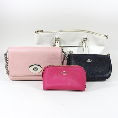 Lot 204 - A pink leather Coach handbag, 24cm wide,...