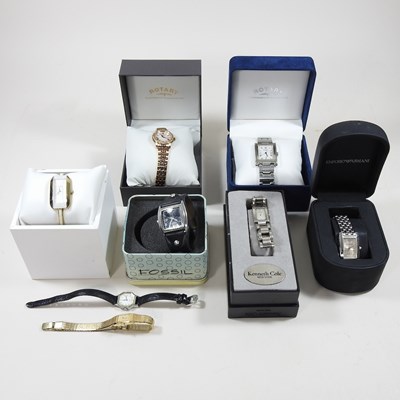 Lot 430 - An Emporio Armani ladies dress watch, boxed,...