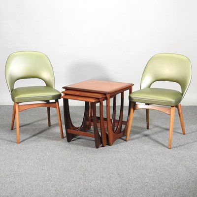 Lot 300 - A pair of green upholstered side chairs,...