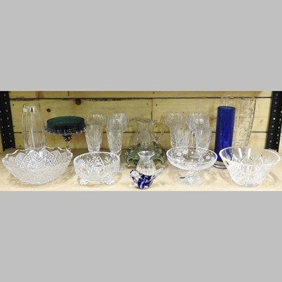 Lot 128 - A post war cut glass vase, together with a...