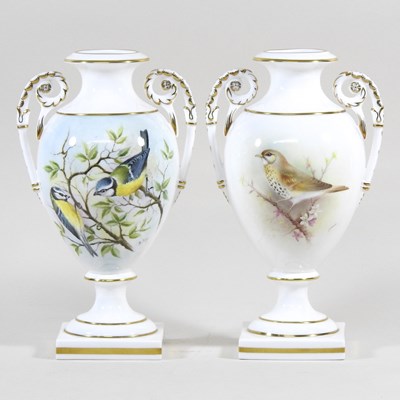 Lot 153 - A pair of Royal Worcester porcelain vases,...