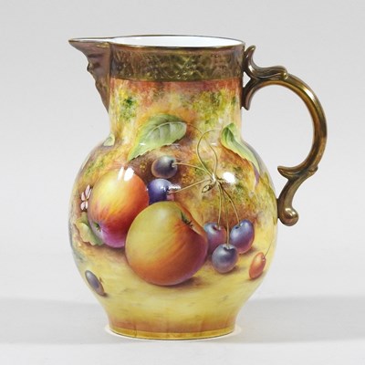 Lot 173 - A Royal Worcester porcelain jug, hand painted...