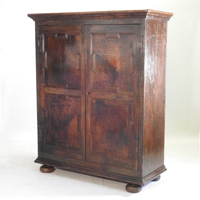 Lot 333 - An 18th century continental oak side cabinet