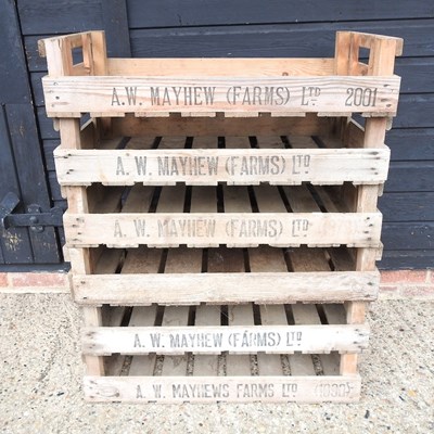 Lot 358 - A set of six wooden fruit trays, 76cm wide (6)