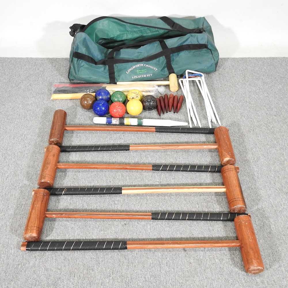 Lot 236 - A Longworth wooden croquet set, in a bag