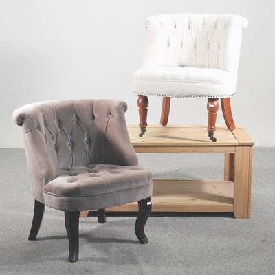 Lot 173 - A near pair of modern button back chairs,...