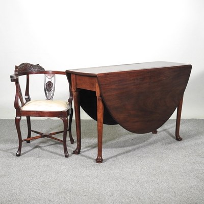 Lot 446 - An Edwardian style corner chair, together with...