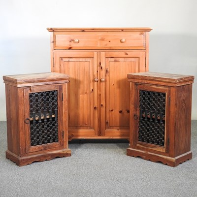 Lot 516 - A modern pine side cabinet, together with a...