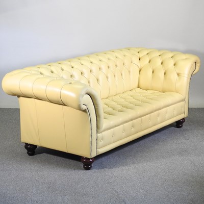 Lot 394 - A modern cream leather upholstered...