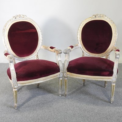 Lot 270 - A pair of French style carved and gilt painted...
