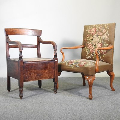 Lot 107 - A mid 20th century carved walnut and tapestry...