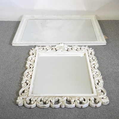 Lot 220 - A large white painted wall mirror, 111 x 145cm,...