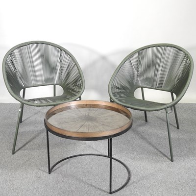 Lot 453 - A pair of woven tub shaped spaghetti chairs,...
