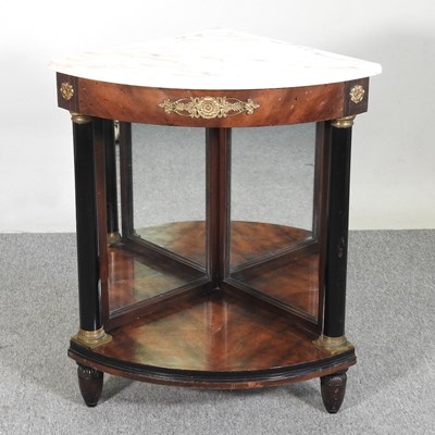 Lot 334 - A French marble top corner table, 20th century,...