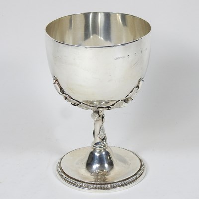 Lot 2 - A Victorian Irish silver goblet, having a vyne...