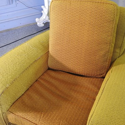 Lot 440 - A pair of large Art Deco yellow upholstered...