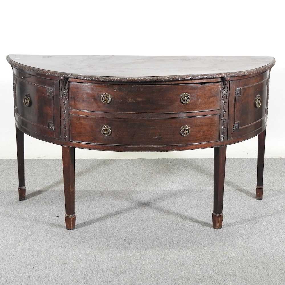 Lot 248 - A large Edwardian half round sideboard,...