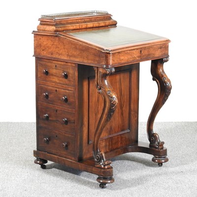 Lot 394 - A Victorian walnut davenport, with an inset...