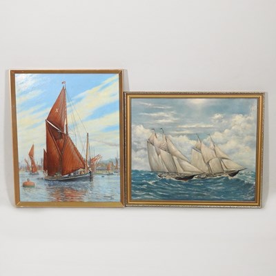 Lot 493 - H W Ward, 20th century, Out with the tide,...