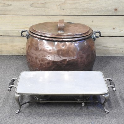 Lot 536 - A 19th century copper cauldron, 53cm wide,...