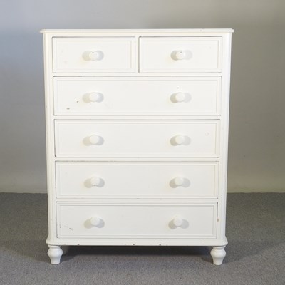 Lot 161 - A cream painted pine chest of drawers