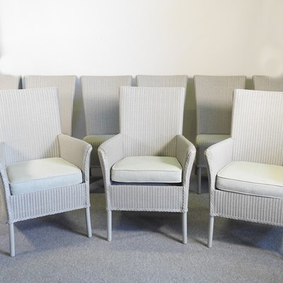 Lot 425 - A set of nine modern Lloyd Loom painted dining...