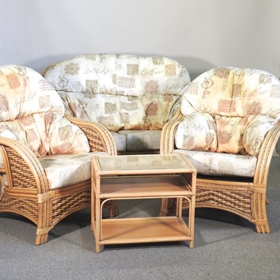 Lot 316 - A wicker conservatory suite, with loose...